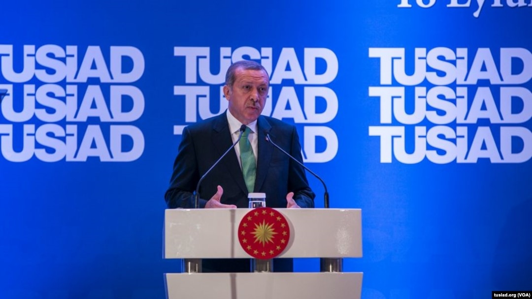 Erdoğan cumhubaşkanı seçildikten sonra 18 Eylül'de TÜSİAD Genel Kurulu'nda konuşurken