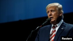 U.S. Republican presidential candidate Donald Trump delivers remarks at the Shale Insight energy conference in Pittsburgh, Pennsylvania, Sept. 22, 2016.