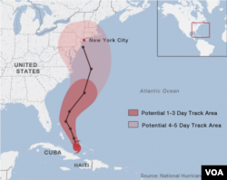 Projected path of Hurricane Sandy