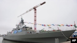 Iran's Jamaran-2 guided missile destroyer is docked during its inauguration in the port city of Anzali, northwest of Tehran, March 17, 2013.