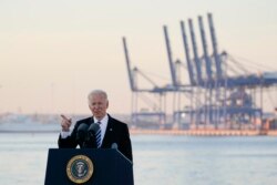 President Joe Biden speaks during a visit to the Port of Baltimore, Maryland, Nov. 10, 2021.