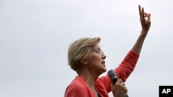 Democratic presidential candidate Sen. Elizabeth Warren, D-Mass., speaks about her 2-cent tax plan during a campaign event, Sept. 2, 2019, in Hampton Falls, N.H.