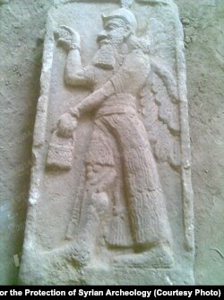 Islamic State militants previously destroyed carvings such as this Tell Ajaja bas relief from Syria as part of their campaign to purge ‘idolotrous’ images. (Courtesy of the Association for the Protection of Syrian Archeology)
