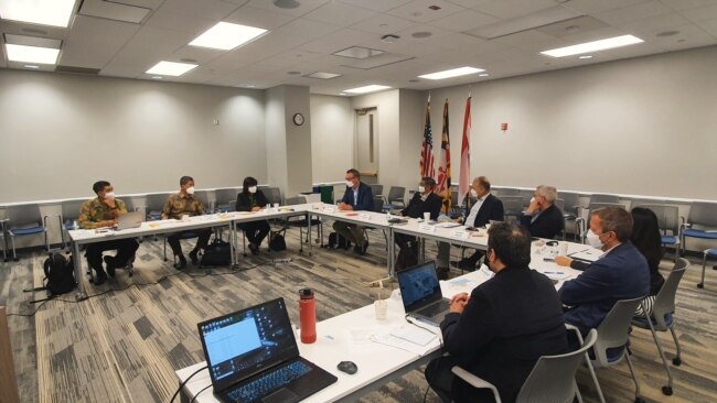 Tim Pusat Riset Biologi Molekuler (PRBM) Eijkman, Tentara Nasional Indonesia (TNI), Eijkman-Oxford Clinical Research Unit (EOCRU) dan Pusat Pembuatan Vaksin Malaria “Sanaria” melangsungkan pertemuan di kantor Sanaria di Maryland, AS, 14 Oktober 2021. (Fot