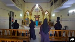 Nuns who have supported the accusation of rape against Bishop Franco Mulakkal leave after offering prayers at a chapel in St. Francis Mission Home, in Kuravilangad in southern Indian state of Kerala, Nov. 4, 2018.