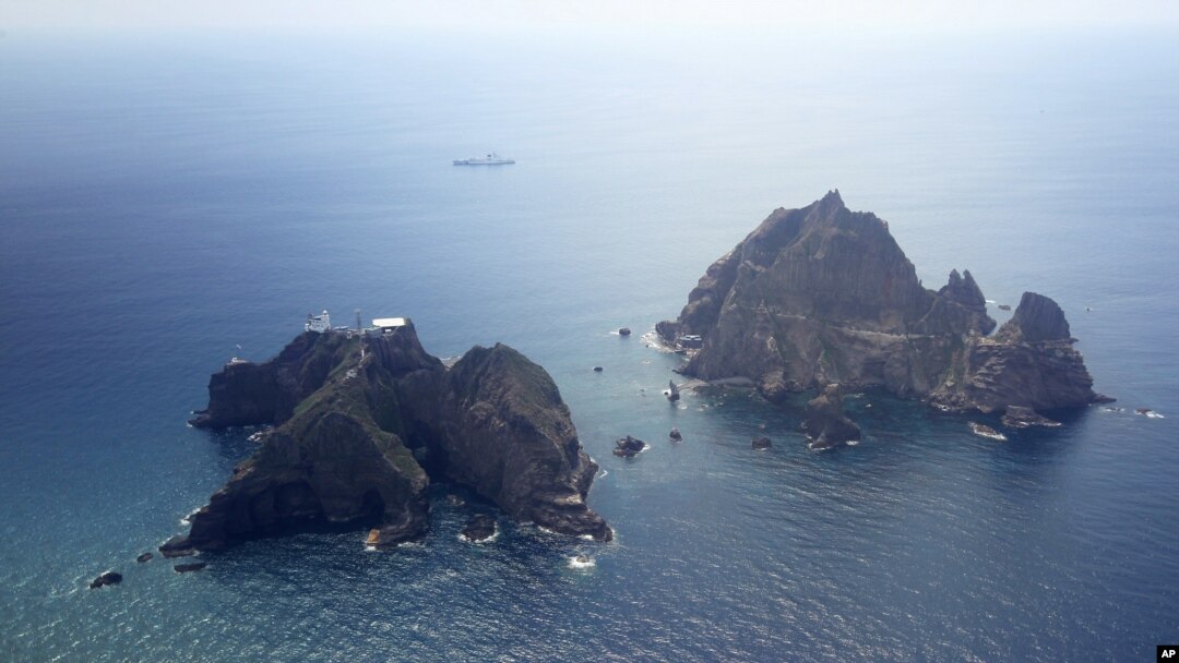 FILE - Islands called Dokdo in Korea and Takeshima in Japan