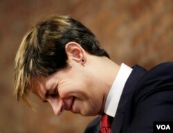 Milo Yiannopoulos reacts during a news conference in New York in February, 2017. (AP Photo/Seth Wenig)