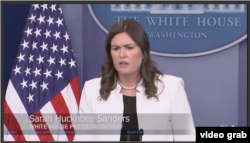 Juru bicara Gedung Putih, Sarah Huckabee Sanders (Foto: VOA/Videograb)