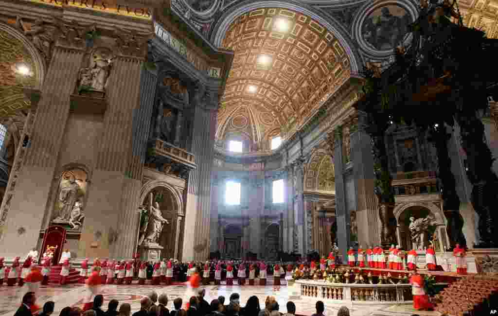 Good Friday Passion Mass is celebrated in St. Peter's Basilica at the Vatican. (AP)