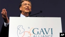 FILE - Microsoft founder and philanthropist Bill Gates speaks at the Global Alliance for Vaccines and Immunisation, GAVI, conference in London June 13, 2011. 