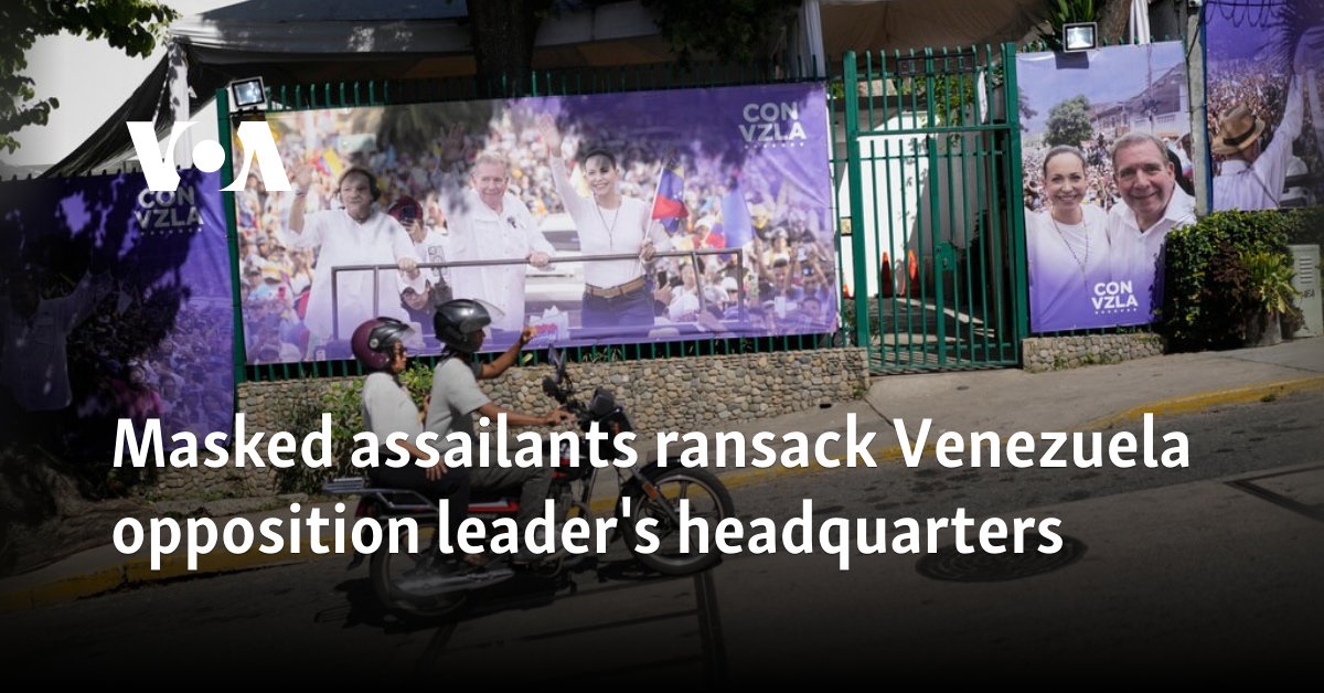 Masked assailants ransack Venezuela opposition leader's headquarters