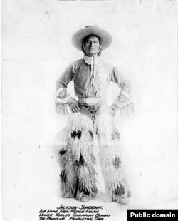 Photo of Jackson Sundown, Winner World's Champion Cowboy, The Round-Up, Pendleton, Ore., ca. 1916.