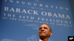 Претседателот на САД, Барак Обама, на инаугуралниот прием во Националниот градежен музеј во Башингтон на 20-ти јануари 2013-та.