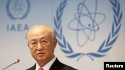 International Atomic Energy Agency (IAEA) Director General Yukiya Amano addresses a news conference during a board of governors meeting at the IAEA headquarters in Vienna, Austria, Sept. 15, 2014. 