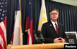FILE - Republican Texas Lt. Gov. Dan Patrick speaks at a news conference inside the Texas Capitol in Austin, Texas, July 14, 2017.