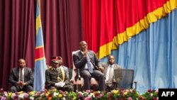 Le président congolais Joseph Kabila lors d'une séance spéciale du Parlement au lendemain de la démission du Premier ministre Augustin Matata, le 15 novembre 2016, à Kinshasa.