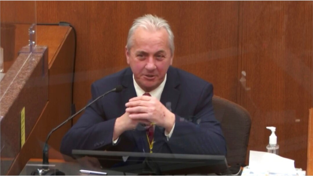 In this image from video, witness Lt. Richard Zimmerman of the Minneapolis Police Department, testifies at the trial of former Minneapolis Officer Derek Chauvin at the Hennepin County Courthouse in Minneapolis, Minn., April 2, 2021.