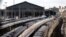 This photograph shows trains parked at platforms as traffic has been stopped at the Gare du Nord station in Paris on March 7, 2025
