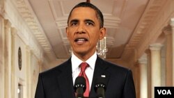 Prezidan ameriken an Barack Obama nan yon diskou li bay nan la mezon blanch lan nan dat lendi 25 jiyè 2011 la sou negosyasyon dèt nasyonal peyi a