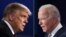 FILE - A combination of photos shows U.S. President Donald Trump (L) and Democratic presidential candidate former Vice President Joe Biden squaring off during the first presidential debate in Cleveland, Ohio, Sept. 29, 2020.