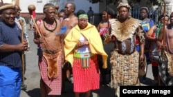 Peter Zwide Kalanga Khumalo (far left) captured in recent commemorations to mark the life of King Mzilikazi