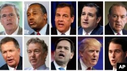 Participantes en el primer debate republicano: Jeb Bush, Ben Carson, Chris Christie, Ted Cruz, Mike Huckabee, John Jasich, Rand Paul, Marco Rubio, Dondald Trumnp y Scott Walker.