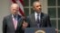 President Barack Obama, accompanied by Vice President Joe Biden, speaks in the Rose Garden of the White House in Washington, July 1, 2015. 