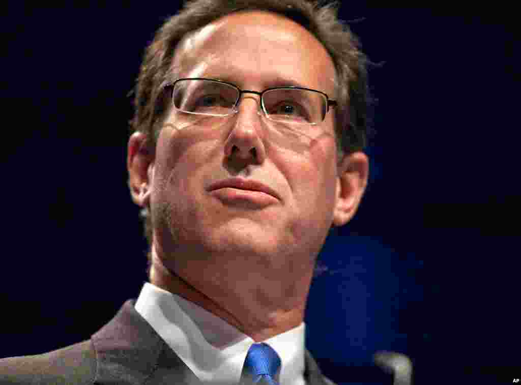 Rick Santorum. Former two term senator from Pennsylvania and an outspoken social conservative opposed to abortion, gay marriage and embryonic stem cell research. (Alison Klein/VOA)