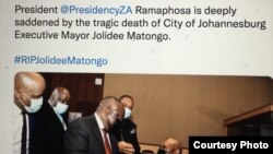 President Cyril Ramaphosa of South Africa visited Soweto on Saturday with the late Johanneburg mayor, Jolidee Matongo, who died in a tragic car accident. (Screen Shot: Cyril Ramaphosa's Twitter Account)