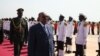 Sudan President Omar al-Bashir arrives in South Sudan's capital Juba to meet his counterpart Salva Kiir for talks on trade, borders and other outstanding issues between the former civil war foes, Oct. 22, 2013. (H. McNeish for VOA)