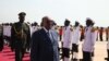FILE - Sudan's President Omar al-Bashir arrives in South Sudan's capital Juba to meet his counterpart Salva Kiir for talks on Oct. 22, 2013. (H. McNeish for VOA)