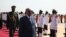 Sudan President Omar al-Bashir arrives in South Sudan's capital Juba to meet his counterpart Salva Kiir for talks on trade, borders and other outstanding issues between the former civil war foes, Oct. 22, 2013. (H. McNeish for VOA)