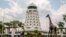 FILE - The control tower is seen at Zimbabwe's main international airport in Harare, Nov. 9, 2017. Earlier this week, authorities arrested five activists at the airport.