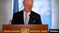 U.N. Syria envoy Staffan de Mistura attends a news conference at the United Nations in Geneva, Switzerland, June 14, 2018. 