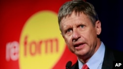 FILE - Libertarian Party presidential candidate Gary Johnson.