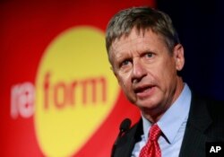 FILE - Libertarian Party presidential candidate Gary Johnson.