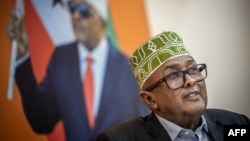 Wadani party presidential candidate Abdirahman Mohamed Abdullahi, also known as Irro, speaks during a press conference on Nov. 10, 2024, ahead of the 2024 Somaliland presidential election.