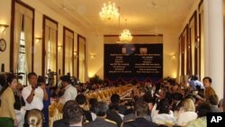 The meeting between donors and Cambodia government officials at government place, Phnom Penh. 