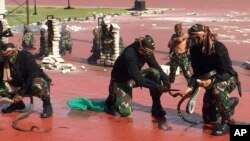 د امریکا د دفاع وزیر جیم ماتیس په وړاندې د اندونیزیایي سرتیرو د مهارتونو ننداره