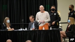 Joseph James DeAngelo offers a brief apology before being sentenced in Sacramento Superior Court (held at CSU Sacramento) in Sacramento, Calif., Aug. 21, 2020. 