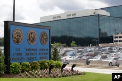 FILE - The National Security Administration campus, where the U.S. Cyber Command is located, is seen in Fort Meade, Maryland.