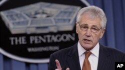 El secretario de Defensa, Chuck Hagel, durante una rueda de prensa en el Pentágono.