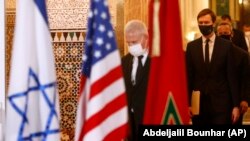 2020年12月22日白宮高級顧問·庫什納出席在摩洛哥的新聞發布會。