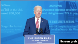 El candidato demócrata a la presidencia, Joe Bide, durante un evento de campaña en Wilmington, Delaware, el 23 de octubre del 2020.