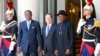 از راست به چپ: ریس جمهوری نیجریه، رئیس جمهوری فرانسه، رئیس جمهوری چاد