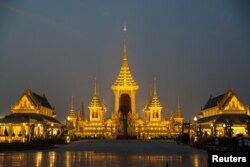 The Royal Crematorium site is seen before the funeral procession for Thailand's late King Bhumibol Adulyadej near the Grand Palace in Bangkok, Oct. 26, 2017.
