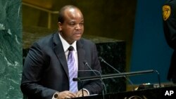 FILE - King Mswati III of Eswatini addresses the 74th session of the U.N. General Assembly, Sept. 25, 2019. The king has plans to marry a 16th wife.