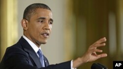 Le président Obama durant la conférence de presse du 14 novembre 2012