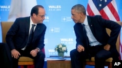 Франсуа Олланд и Барак Обама. Ньюпорт, Уэльс, 5 сентября 2014.