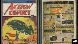 FILE - In this file image provided by Metropolis Collectibles/ComicConnect, Corp., shows the front and back cover of "Action Comics No. 1" from 1938, featuring the debut of Superman. 